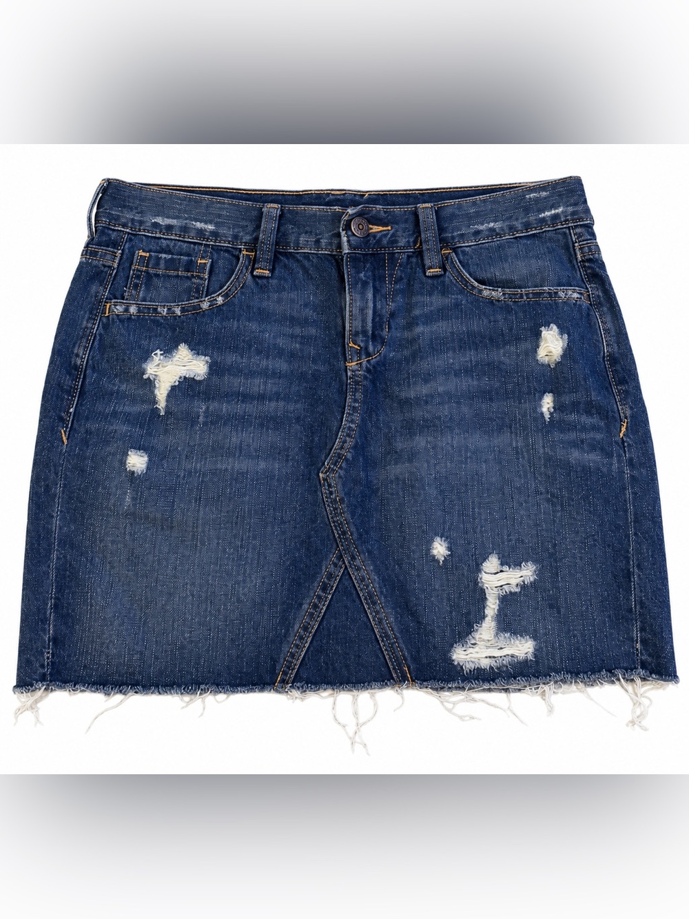 Y2K Old Navy Distressed Denim Mini Skirt Women’s Size 4 Raw Hem 2009